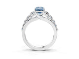 White gold Fancy Blue Emerald Cut Brilliant Diamond Pavé Band with Six-Prong Setting_15