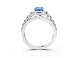 White gold Fancy Blue Emerald Cut Brilliant Diamond Pavé Band with Six-Prong Setting_15
