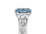 White gold Fancy Blue Emerald Cut Brilliant Diamond Pavé Band with Six-Prong Setting_17