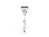 White gold Fancy Blue Emerald Cut Brilliant Diamond Solitaire Ring with Pear Side Stones and Four-Prong Setting_20