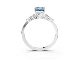 White gold Fancy Blue Emerald Cut Brilliant Diamond Solitaire Ring with Pear Side Stones and Four-Prong Setting_21