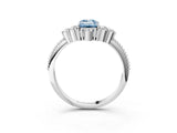 White gold Fancy Blue Emerald Cut Brilliant Diamond with Cluster Setting on a Beaded Band and Four-Prong Setting_27