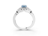 White gold Fancy Blue Emerald Cut Brilliant Milgrain Pave Heart Band Solitaire Ring_15