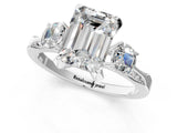 White gold Fancy Blue Emerald Cut Brilliant Three-Stone Diamond Ring with Pavé Band and Four-Prong Setting_16