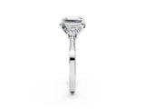 White gold Fancy Blue Emerald Cut Brilliant Three-Stone Diamond Ring with Pavé Band and Four-Prong Setting_17