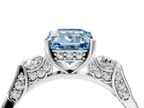 White gold Fancy Blue Emerald Cut Brilliant Three-Stone Pave Band with Four-Prong Setting_4