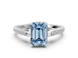 White gold Fancy Blue Emerald  Cut Cathedral Pave Diamond Engagement Ring with Six-Prong Setting_32