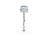 White gold Fancy Blue Emerald  Cut Cathedral Pave Diamond Engagement Ring with Six-Prong Setting_34