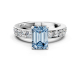 White gold Fancy Blue Emerald  Cut Channel Set Diamond Engagement Ring with Four-Prong Setting_240