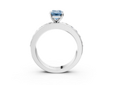 White gold Fancy Blue Emerald  Cut Channel Set Diamond Engagement Ring with Four-Prong Setting_243