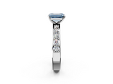 White gold Fancy Blue Emerald  Cut Channel Set Diamond Engagement Ring with Four-Prong Setting_243