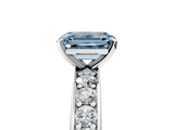 White gold Fancy Blue Emerald  Cut Channel Set Diamond Engagement Ring with Four-Prong Setting_245
