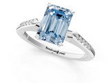 White gold Fancy Blue Emerald  Cut Channel Set Solitaire Engagement Ring with Four-Prong Setting_189