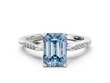 White gold Fancy Blue Emerald  Cut Channel Set Solitaire Engagement Ring with Four-Prong Setting_213