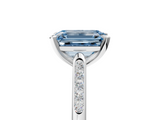 White gold Fancy Blue Emerald  Cut Channel Set Solitaire Engagement Ring with Four-Prong Setting_220