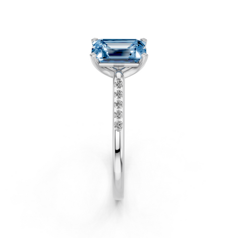 White gold Fancy Blue Emerald  Cut Channel Set Solitaire Engagement Ring with Four-Prong Setting_78