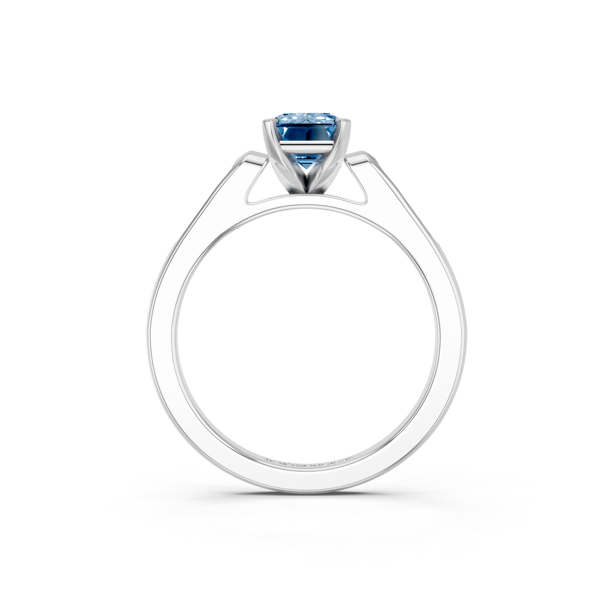 White gold Fancy Blue Emerald  Cut Channel Set Solitaire Engagement Ring with Four-Prong Setting_79