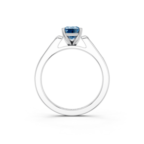 White gold Fancy Blue Emerald  Cut Channel Set Solitaire Engagement Ring with Four-Prong Setting_79