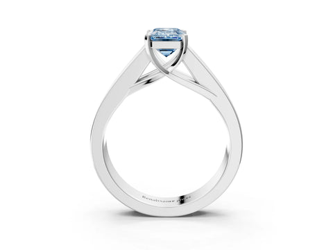 White gold Fancy Blue Emerald Cut Cut Channel Set Solitaire Ring with Four-Prong Setting_15
