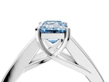 White gold Fancy Blue Emerald Cut Cut Channel Set Solitaire Ring with Four-Prong Setting_16
