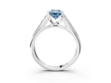 White gold Fancy Blue Emerald Cut Cut Diamond Channel Set Pave Band with Tension Prong Setting_3