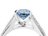 White gold Fancy Blue Emerald Cut Cut Diamond Channel Set Pave Band with Tension Prong Setting_4