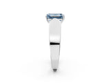 White gold Fancy Blue Emerald Cut Cut Diamond Channel Set Solitaire Ring with Four-Prong Setting_132