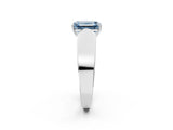 White gold Fancy Blue Emerald Cut Cut Diamond Channel Set Solitaire Ring with Four-Prong Setting_170
