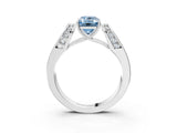 White gold Fancy Blue Emerald Cut Cut Diamond Channel Set Solitaire Ring with Four-Prong Setting_171