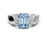 White gold Fancy Blue Emerald Cut Cut Diamond Channel Set Solitaire Ring with Four-Prong Setting_84