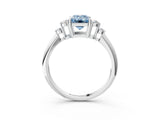 White gold Fancy Blue Emerald Cut Cut Diamond Cluster Ring with Solitaire Band and Four-Prong Setting_39