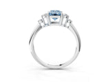White gold Fancy Blue Emerald Cut Cut Diamond Cluster Ring with Solitaire Band and Four-Prong Setting_63