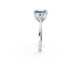 White gold Fancy Blue Emerald Cut Cut Diamond Cluster Ring with Solitaire Band and Four-Prong Setting_63