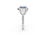 White gold Fancy Blue Emerald Cut Cut Diamond Halo Engagement Ring with Open Split Pavé Band_2