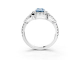 White gold Fancy Blue Emerald Cut Cut Diamond Halo Engagement Ring with Open Split Pavé Band_3