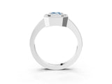 White gold Fancy Blue Emerald Cut-Cut Diamond Halo Engagement Ring with Pave Band and Prong Setting_3