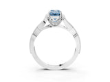 White gold Fancy Blue Emerald Cut Cut Diamond Twisted Band with Milgrain Pave Setting and Four-Prong Setting_27