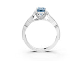 White gold Fancy Blue Emerald Cut Cut Diamond Twisted Band with Milgrain Pave Setting and Four-Prong Setting_3