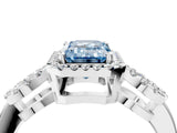 White gold Fancy Blue Emerald Cut Cut Halo Diamond Infinity Band with Four-Prong Setting_4