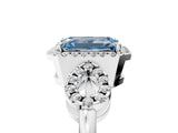 White gold Fancy Blue Emerald Cut Cut Halo Diamond Infinity Band with Four-Prong Setting_5