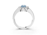 White gold Fancy Blue Emerald Cut Cut Halo Diamond Pavé Engagement Ring with Milgrain Detailing_27