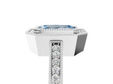 White gold Fancy Blue Emerald Cut Cut Halo Pavé Diamond Ring_5