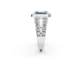 White gold Fancy Blue Emerald Cut Cut Halo Split Shank Prong Set Ring_2