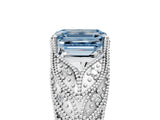 White gold Fancy Blue Emerald Cut Cut Milgrain Pave Diamond Engagement Ring with Four-Prong Setting_20