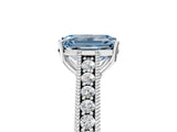 White gold Fancy Blue Emerald Cut Cut Pave Band Milgrain Solitaire Ring_5