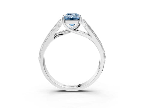 White gold Fancy Blue Emerald Cut Cut Pave Split Shank Engagement Ring with Four-Prong Setting_15