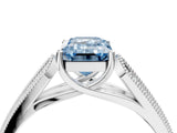White gold Fancy Blue Emerald Cut Cut Pave Split Shank Engagement Ring with Four-Prong Setting_16