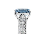 White gold Fancy Blue Emerald Cut Cut Pave Split Shank Engagement Ring with Four-Prong Setting_17