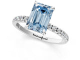 White gold Fancy Blue Emerald Cut Diamond Brilliant Solitaire Ring with Pavé Band and Four-Prong Setting_13
