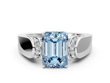 White gold Fancy Blue Emerald Cut Diamond Channel Set Solitaire Ring with Four-Prong Setting_32